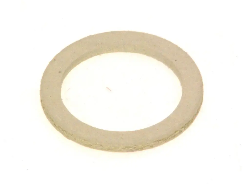 BOSCH Dichtung, rund und flach, aus einem hellen Material. Sie hat ein durchgehendes Loch in der Mitte und wird häufig in technischen Anwendungen eingesetzt.